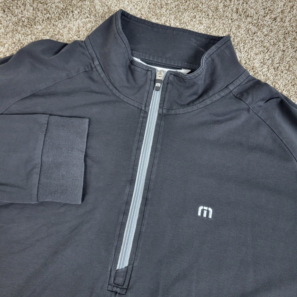 Travis Mathew Mens 2XL Solid Black Performance Stretch Golf Quarter Zip